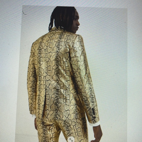 TWISTED TAILOR SKINNY SUIT IN GOLD SNAKE PRINT - Picture 9 of 10